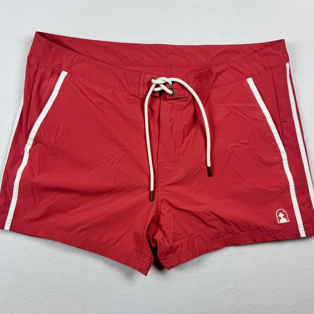 Dandy Del Mar Men's Swim Shorts in Red with White Side Stripe Size 36